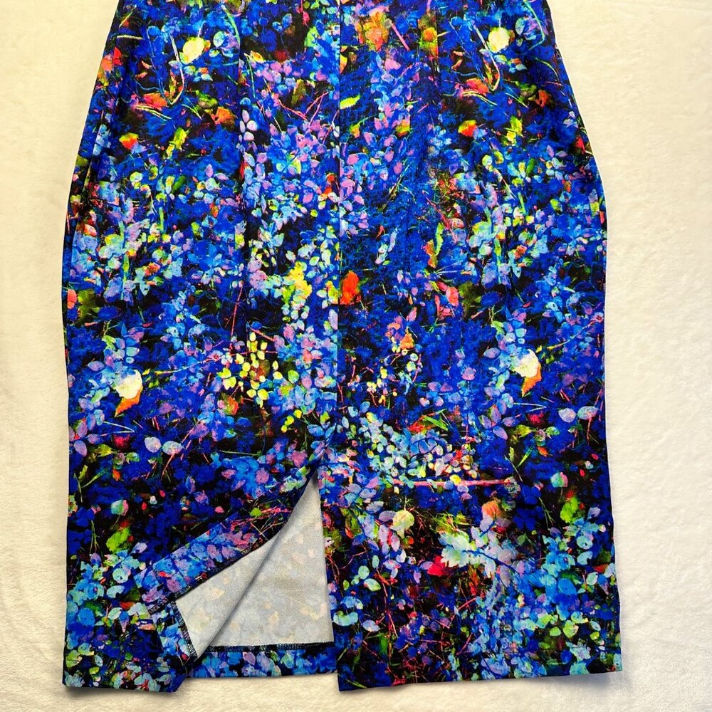 Guantina Womens Sweetheart Midi Bodycon blue dress M/40 Wearable Art Print Artzy - Picture 12 of 13